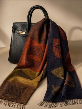 James Perse “Love” Scarf Multicolor Oversized Fringe. NWOT